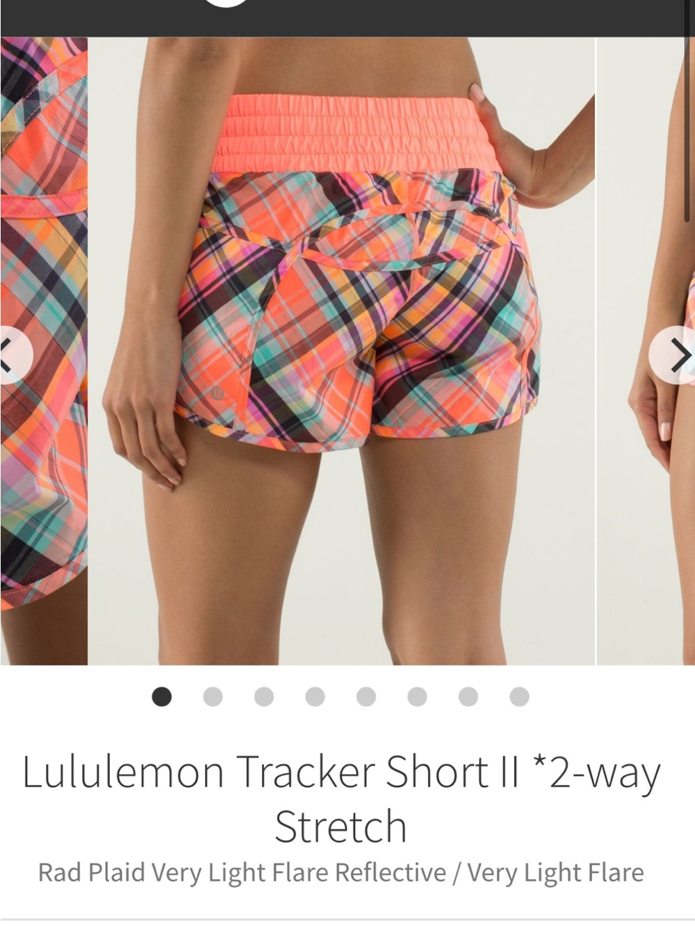 lululemon sz 6 Tracker Shorts Rad Plaid Very Light Flare Vintage 2014 retro